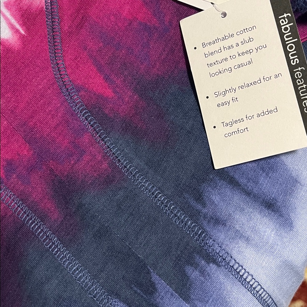 Westbound Women's Blue Pink Tie Dies V-Neck Top Size 3X - Picture 4 of 4